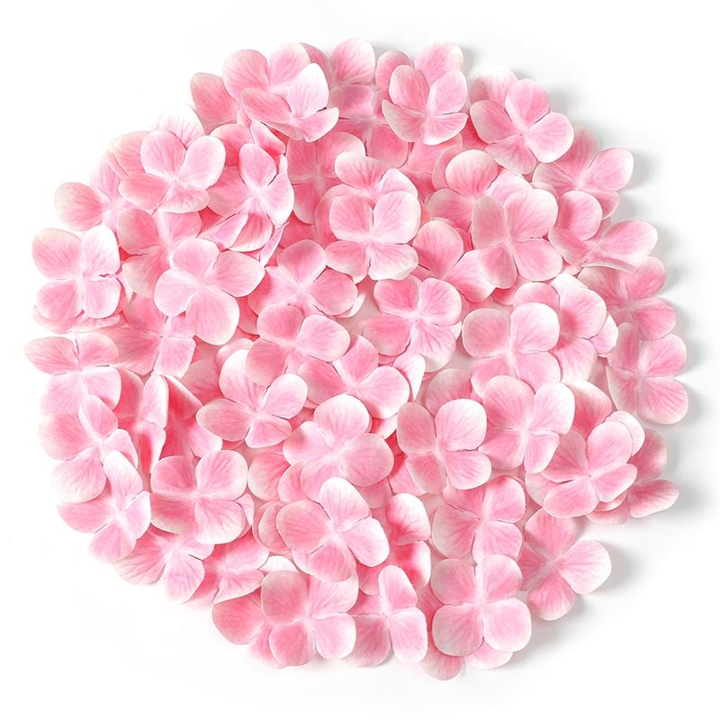50/100/200Pcs 4.5cm Silk Artificial Hydrangea Flowers Petal Fake Flower for Home Room Decor Wedding Decoration Party Supplies