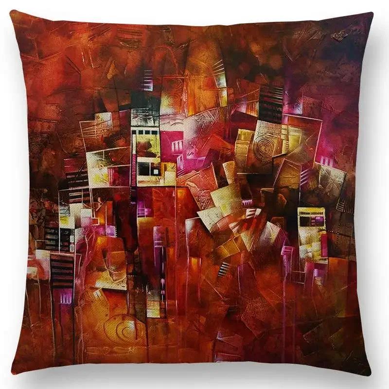 New Gorgeous Abstract Art Painting Mysterious Color Vortex Fantasy Geometry Retro Cushion Cover Car Sofa Throw Pillow Case