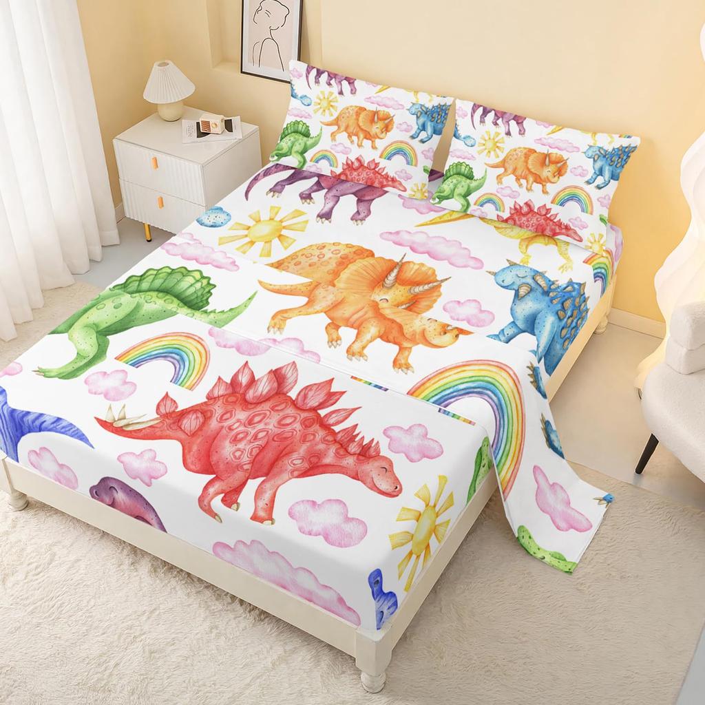 Cute Cartoon Panda Pattern Bed Hat Four-Piece Bedding Set Bedroom Dormitory Bedding Decoration