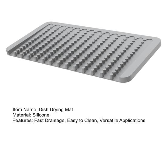Dish Drying Mat Silicone Heat Resistant Kitchen Countertop Mat Non-Slip Kitchen Drying Mat Protects Surfaces