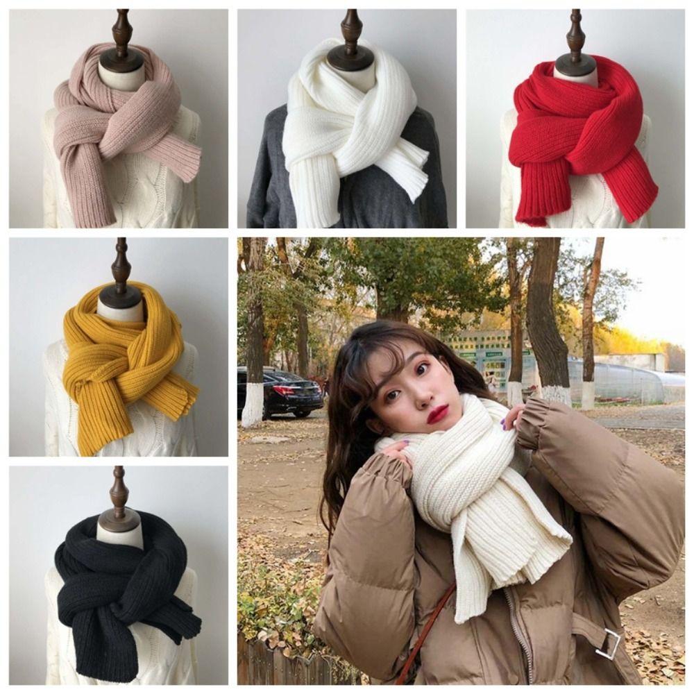 Spandex Knitting Wool Scarf Acrylic Fibers Winter Warmer Scarf Long Thickened Neckscarf  Women