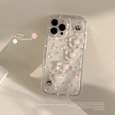 Small Fresh Floral for Iphone14pro Max for Apple Phone Case 13 Bracelet 11 for 16 Lanyard 15 Transparent