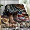 1PC Custom Name Rustic Boots Flag Outdooor Flannel Blankets Patterns Throw Blanket All-Season Soft Gift for Couch, Bed, Camping Gifts
