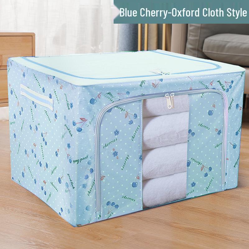 Cotton Linen Foldable Storage Box with Steel Frame - Large Capacity Clothes Organizer
