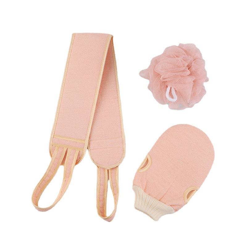 Peeling Badeset mit Rückenbürste, Duschschwamm und Badehandschuh, 3-teiliges Spa-Set für Erwachsene