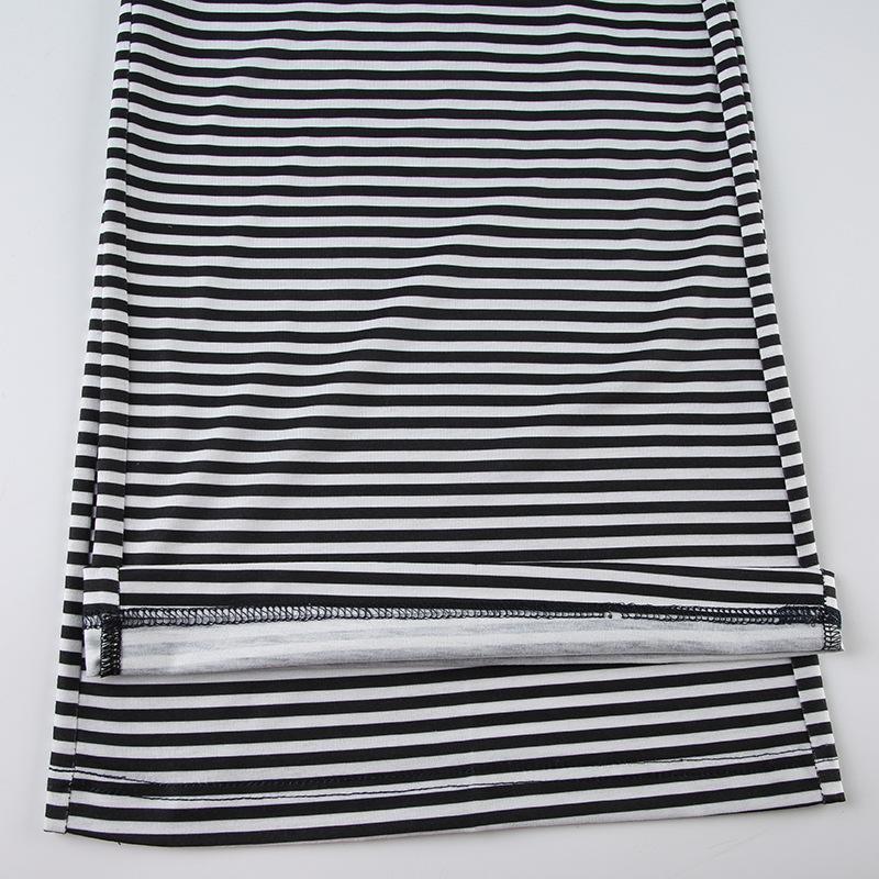 New High Waist Loose Straight Leg Pants for Women American Style Casual Striped Trousers with Lace Up