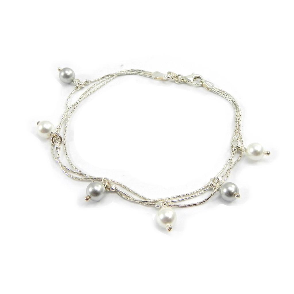 Les Trésors De Lily [G1733] - Silver Bracelet 'Sissi' White Gray