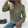 Maglione da donna autunnale casual, girocollo multicolor, manica lunga, jacquard, tinta unita