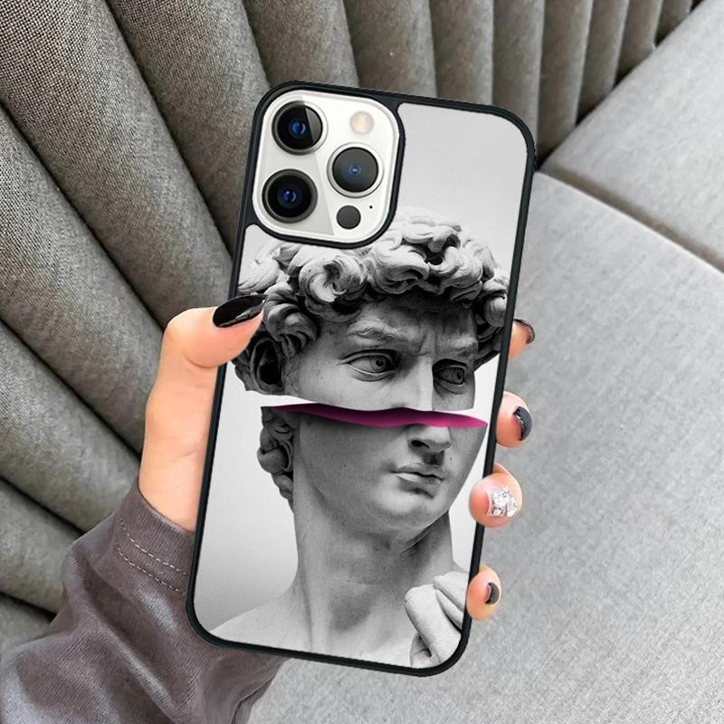 Statue Vaporwave Glitch Art Phone Case For iPhone 16 15 13 14 Pro Max 11 12 Mini Plus 2022 XR XS MAX Cover Coque