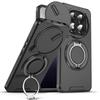 Armor Shockproof Magnetic Ring Stand Holder Case For Xiaomi Redmi Note 14 Pro 4G 5G Redmy Note 14 Pro+ Plus Slide Lens Cover