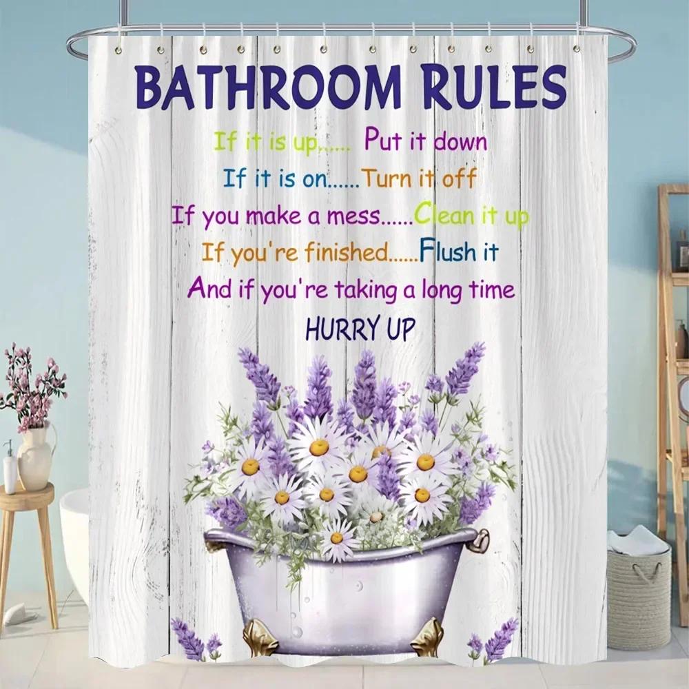 Sunflowers Lavender Shower Curtains Green Plants Popular Flowers Small White Daisy Butterflies Hanging Curtains Bathroom Decor