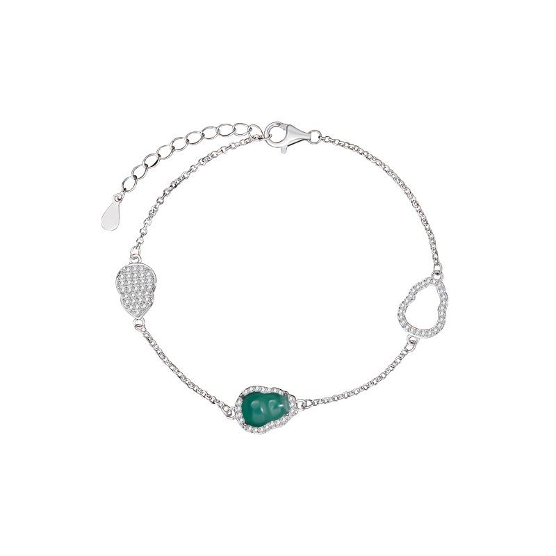 Blue Water Jadeite Gourd Bracelet Women's Chinese Retro Elegant High-end Jadeite Accessories Hand Jewelry