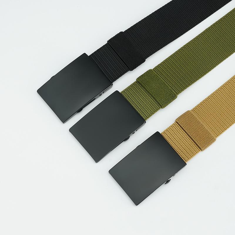 Men's No-Hole Canvas Belt with Automatic Buckle - Versatile Casual Jeans Nylon Leather Belt