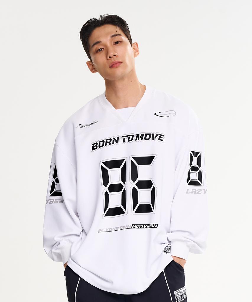 Leijibi Giant Fit Long Sleeve T-Shirt Rugby Jersey Oversized Fit Gym Wear Sweatshirt Running Jersey Block Core M (3 Colors)