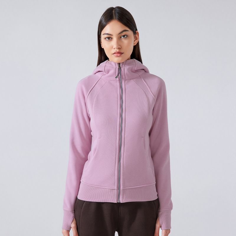 Winter Yoga Clothing Top Outdoor Sports Running Jacket Women Fall and Winter Fleece Cardigan Slim-Fit Hood Sweatshirt Women