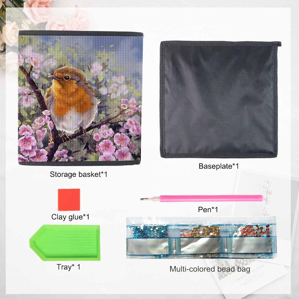 The Bird on The Branch 5D Diamond Painting Storage Basket Full Round Drill Mosaic Diamond Embroidery Cross Stitch Kits Home Decor Home Decor