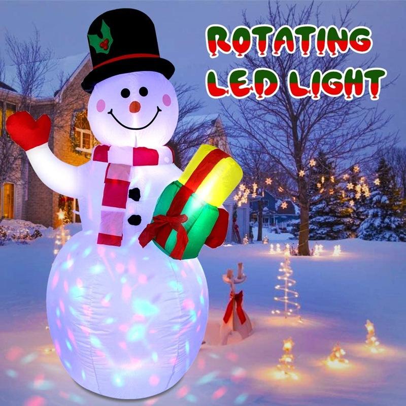 

Christmas Inflatable Snowman with Illuminated Lights Decorative Inflatable Christmas Snowman Festive Atmosphere Colorful белый