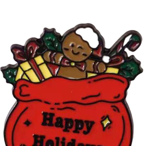 Christmas Santa Claus Brooch, Cartoon Xmas Tree Bell Stocking Gift Bag Enamel Pin, Badge Pin for Clothes Bag Hat Scarf Suit