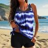 2Pcs/Set Summer Tankini Set Gradient Color Sling Tops High Waist Swimming Trunks