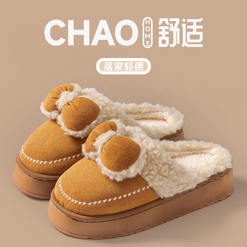 Thickened bottom cotton slippers autumn and winter velvet warm comfortable indoor home bedroom can wear shoes outside
