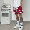 Men's Trendy Summer American Letter Print Mesh Basketball Shorts