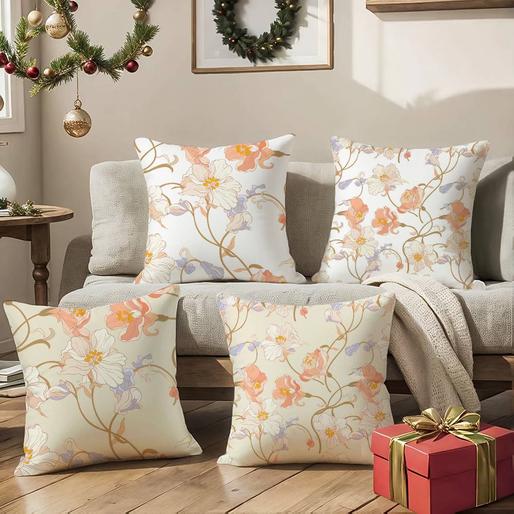 Painting Flowers Pillow Case Anti-dustmite Pillowcase Invisible zipper silky Sofa cushion cover
