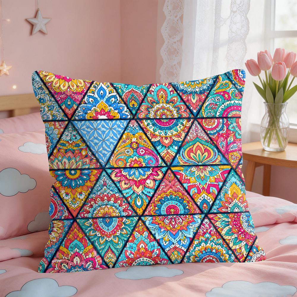 StainedGlass Inspired Bohemian Textile Cushion Cover Short Plush Pillow Case Room Sofa Cushion Covers Home Decor Funda
