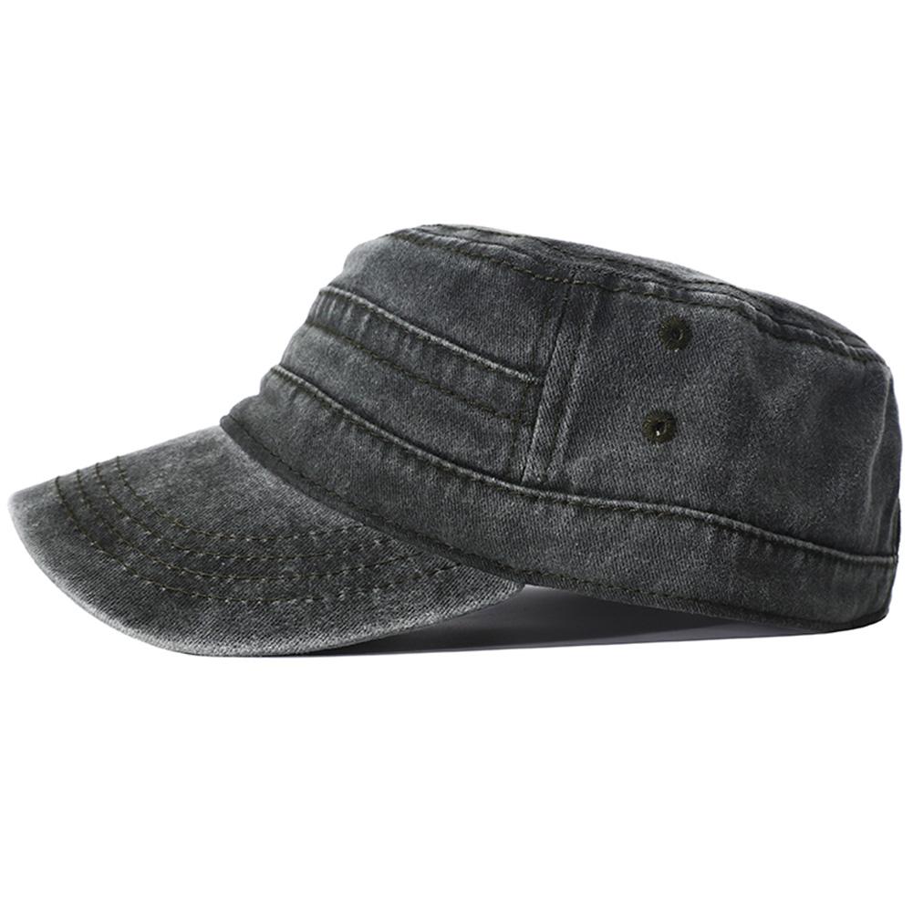 Couleur Militaire Simple Uni Réglable Chapeau Haut Plat Pêche Coton Lavé Vintage Genre Neutre Femmes Hommes Pour Chapeaux Casquette Militaire Extérieur Soleil