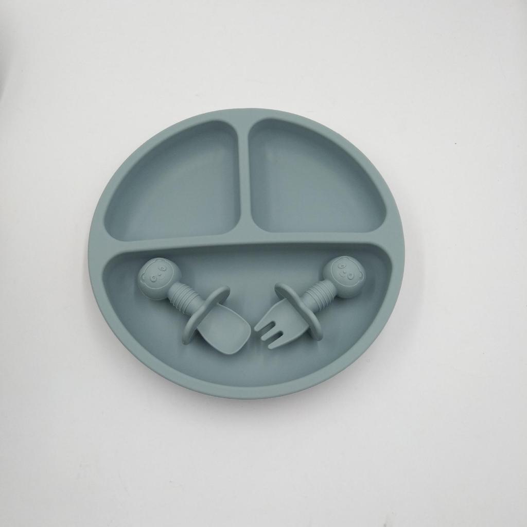 In-Stock Baby Silicone Meal Tray with Suction Cup - Compartmented Tableware