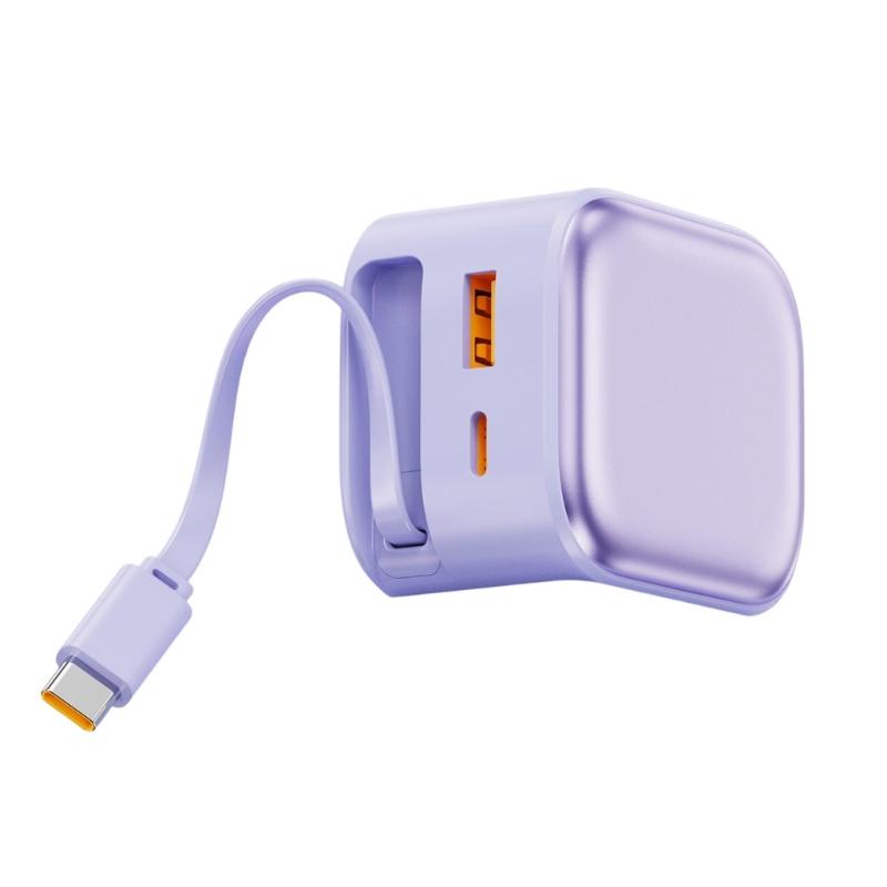 

Small Technology Charges 35W Double USB Port Integrated Retractable Cord Suitabe for Multiple Devices Fast Charge фіолетовий