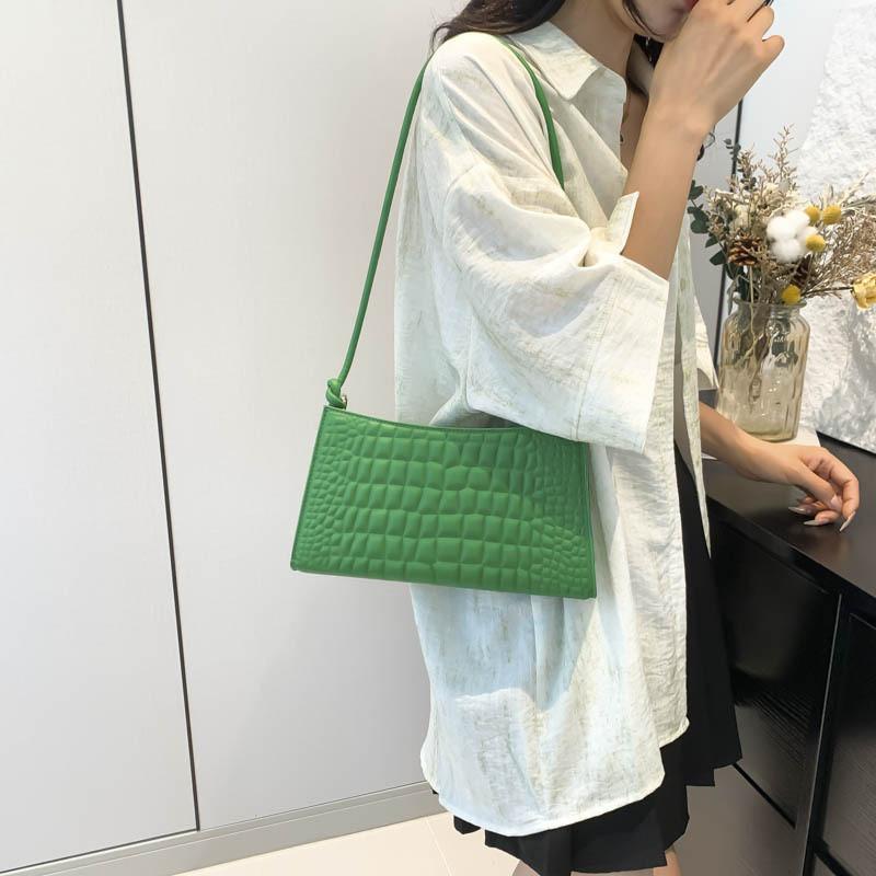 Trendy Black Khaki Rose Red Green White Pu Underarm Bag Versatile Daily Use Small Square Handbag