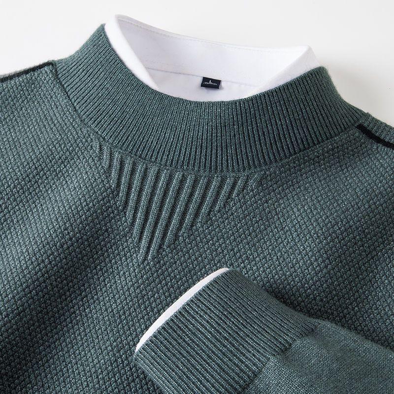 2025 Men s Anti-Pilling Winter Knitwear: Half-High Collar Inverted Triangle Jacquard Sweater 2XL (63-70 kg)