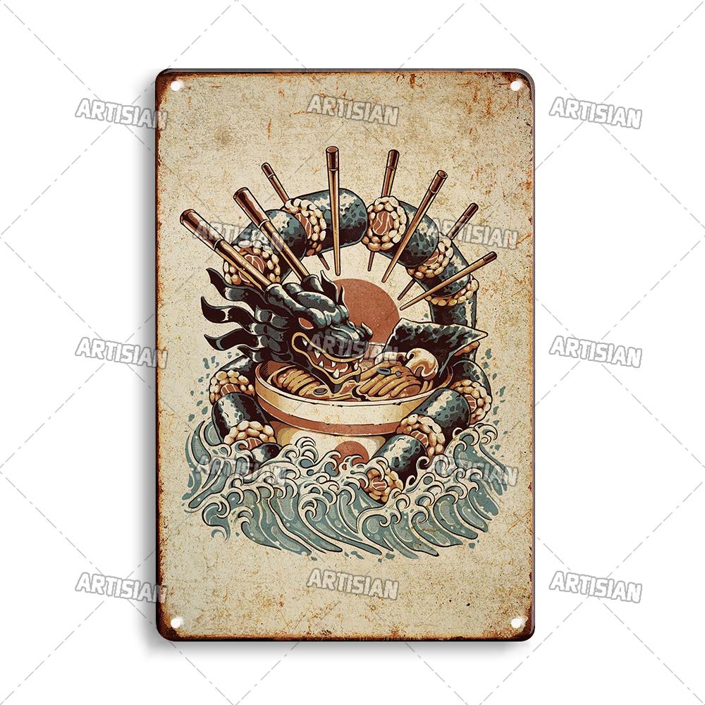 Japanese Comics Metal Poster Food Metal Tin Sign Wall Plate Kitchen Man Cave Cafe Metal Plaque Rusty Industrial Decor