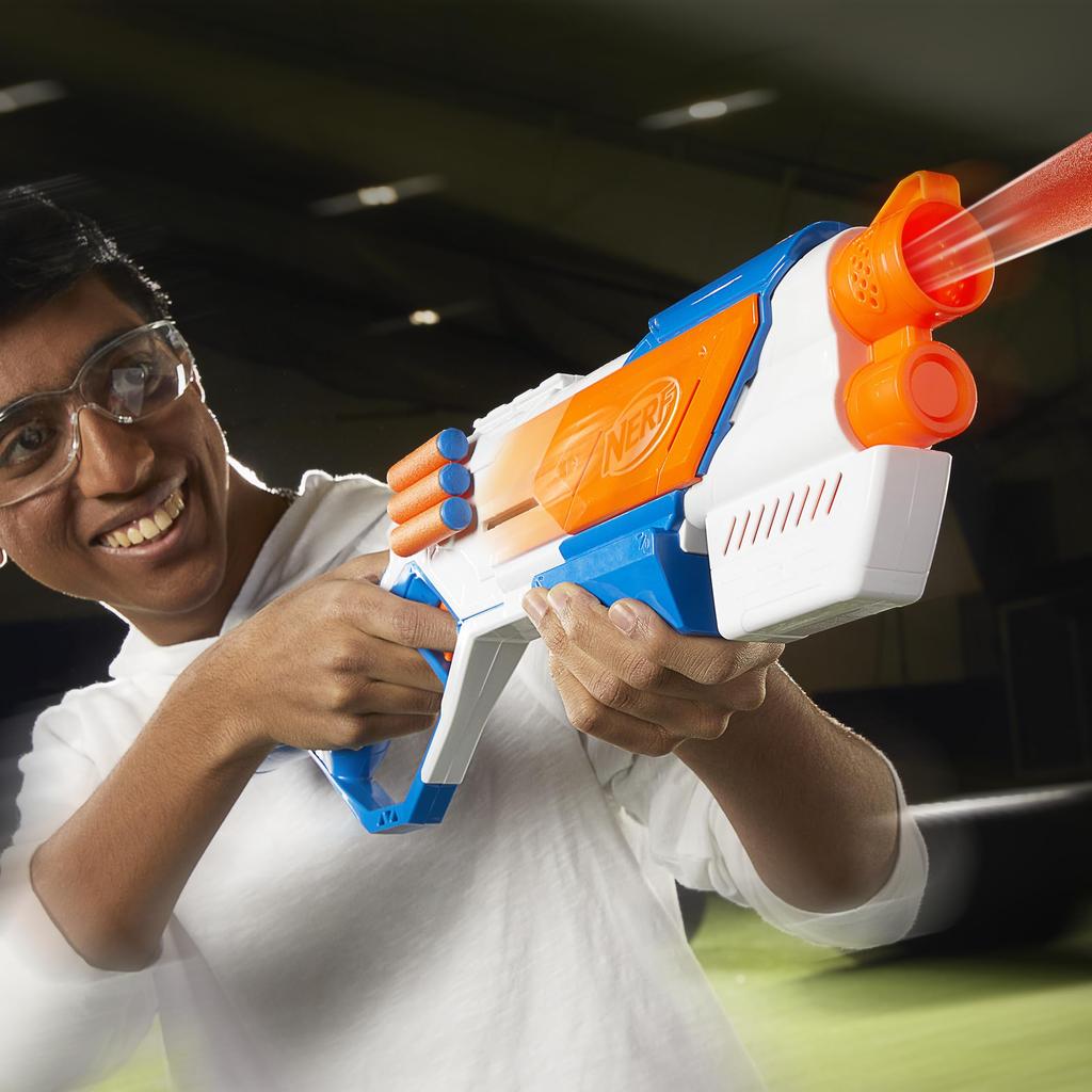 Nerf N Series Strikeback Blaster, includes 18 N1 darts and a built-in 6-dart clip, perfect for indoor and outdoor play. Ages 8+. Authentic (G0218)