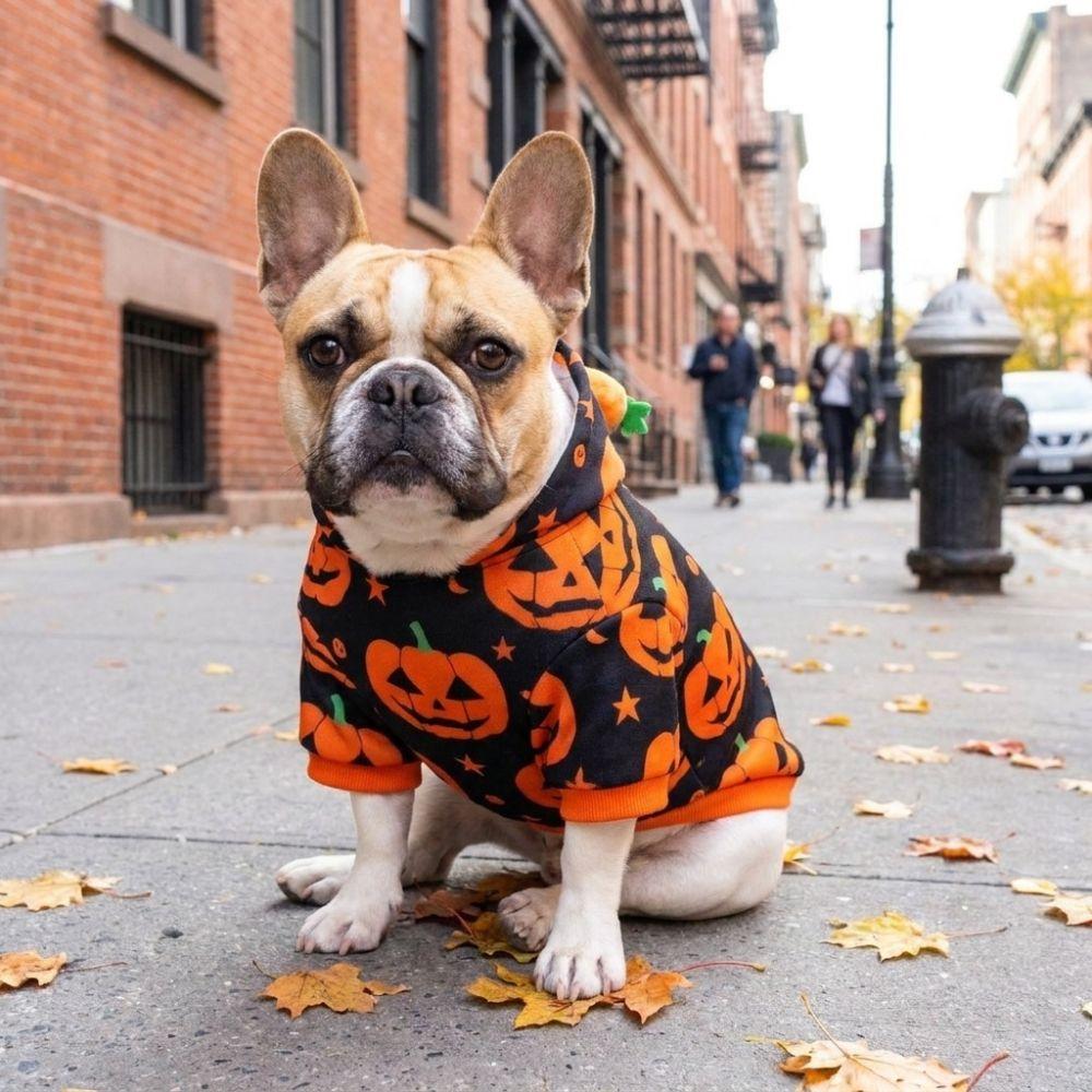 Stretchy Pumpkin Printed Hoodie Soft Pet jumpsuit Cool Dog Cat Costume Party Cosplay