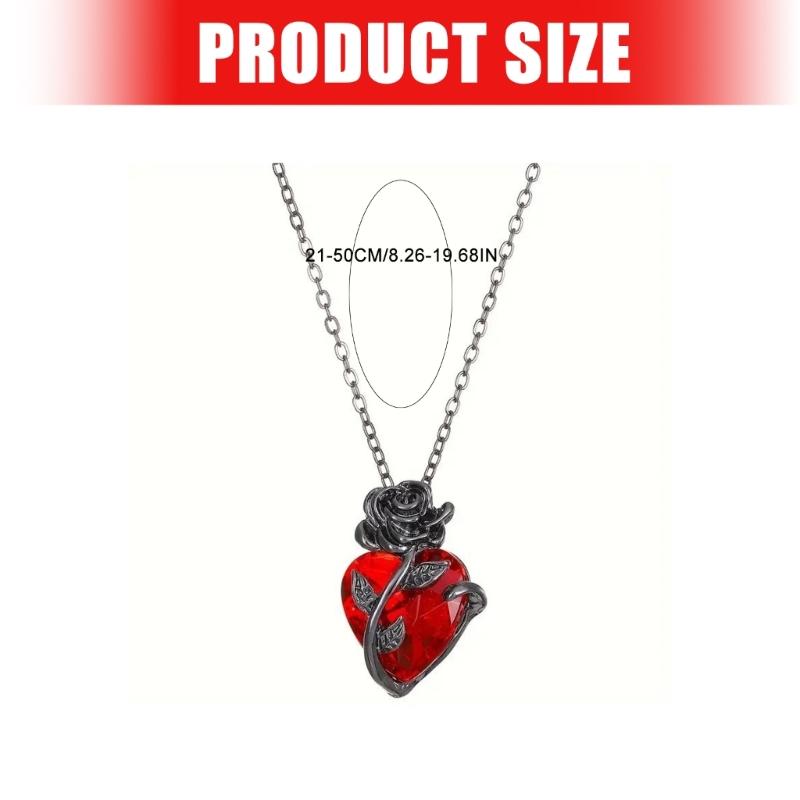 Dark Romance Heart Rose Necklace Gothic Alloy Chain For Women Unique Fashion Jewelry
