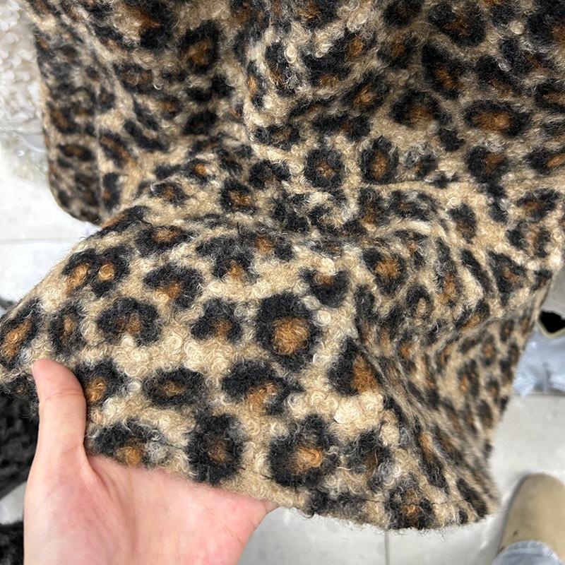 Retro Leopard Print Thick Wool Fishtail Midi Skirt - Versatile Autumn/Winter Design