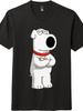 Family Guy Brian Casual Loose Unisex T-Shirt, Black and  White Tee