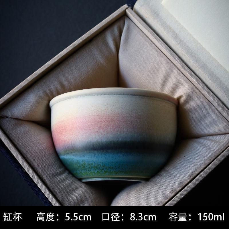 Ceramic Tasting Tea Cup Large Kung Fu Tea Cup Kiln Change Master Cup Retro Ink Wind Drinking Tea Personal Cups