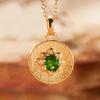 Collana Tesoro Colorato con Zaffiro Naturale, Granato Tanzaniano, Peridoto, Ciondolo da Donna, Argento Sterling S925, Design con Piatto di Giada