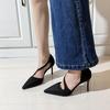 Spring and Summer New Pointed Toe Shallow Mouth Baotou Niche Stiletto Sandals for Women Sexy Leopard Print High Heels