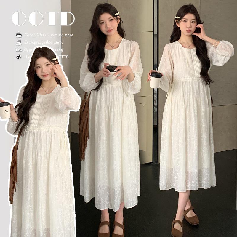 2026 Spring/Summer Striped Embroidered Loose Maternity Dress Double Extra Large