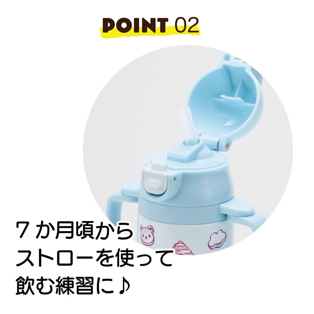 Skater Stainless Steel Straw Mug with Foldable for Sanrio and Mash Gummy 2-Way Handle, 350ml, Babies, Cinnamoroll, Designs, STWM3N-A