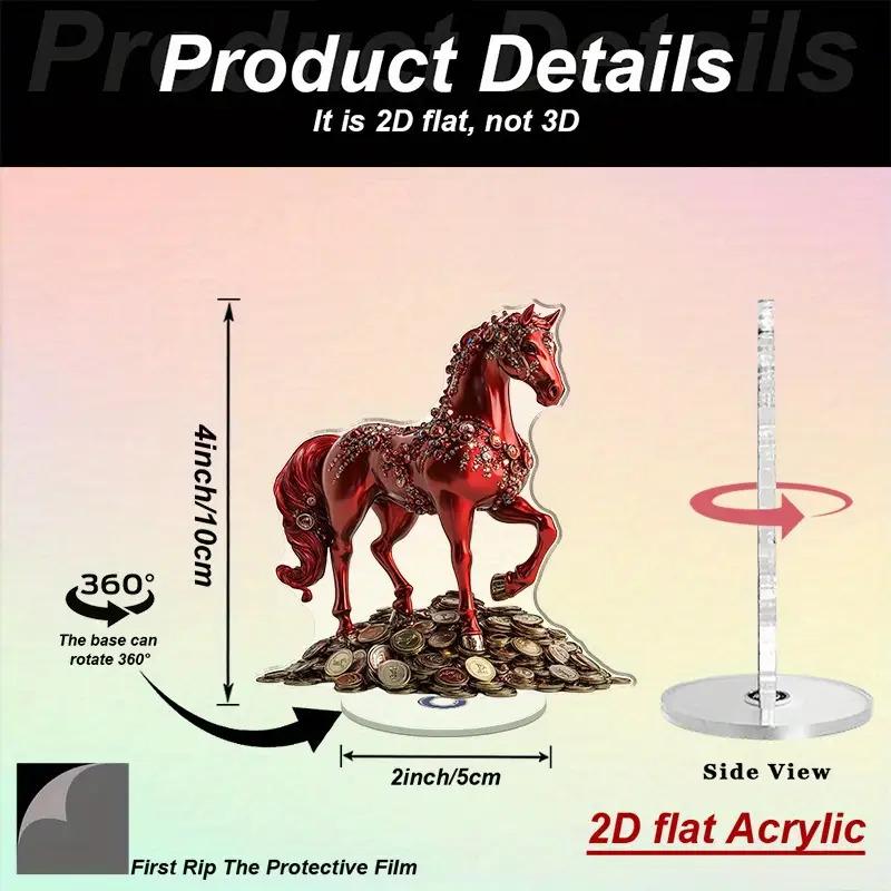 

1Pcs Year of The Horse 2D Flat Red Horse Coin Acrylic Ornament New Year of The Horse Party Home Decoration