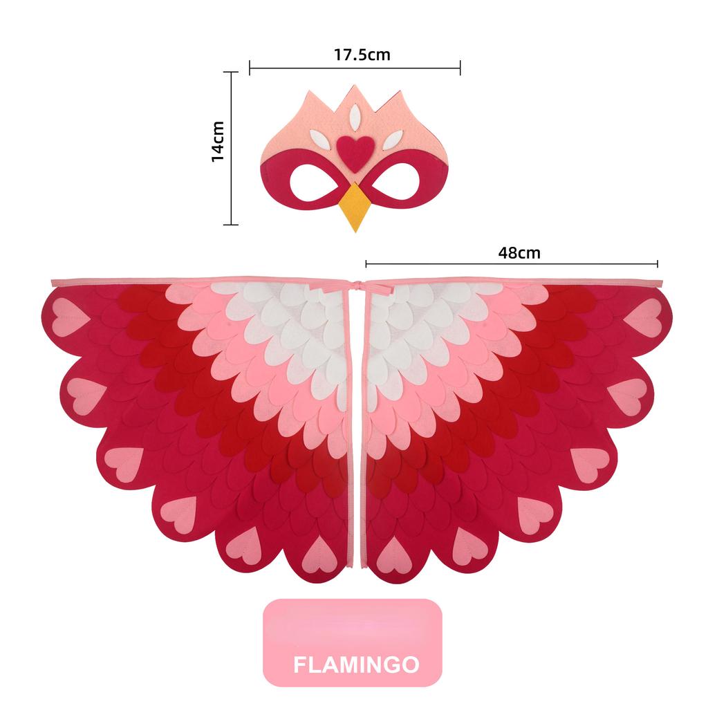 Costume Cosplay per Bambini Ali di Gufo Pavone Uccello Mantello in Feltro con Maschera per Bambine Bambini Festa di Halloween Esibizione sul Palco Mantello