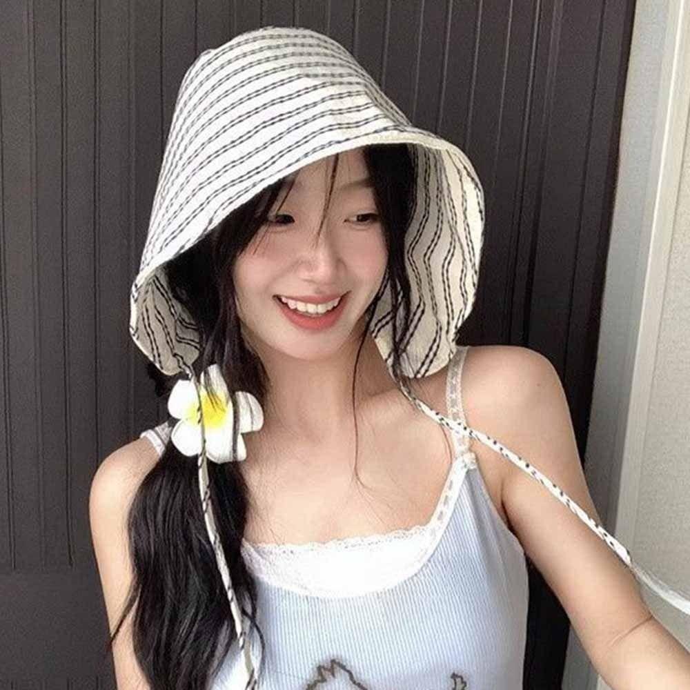 UV Resistant Bucket Hat Wide Brim Sun Cap French Style Sun Protection Hat Summer