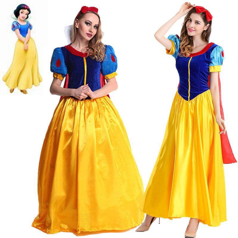 Enchanting Snow White Women Costume Princess Dress With Bustle And Headband For Halloween