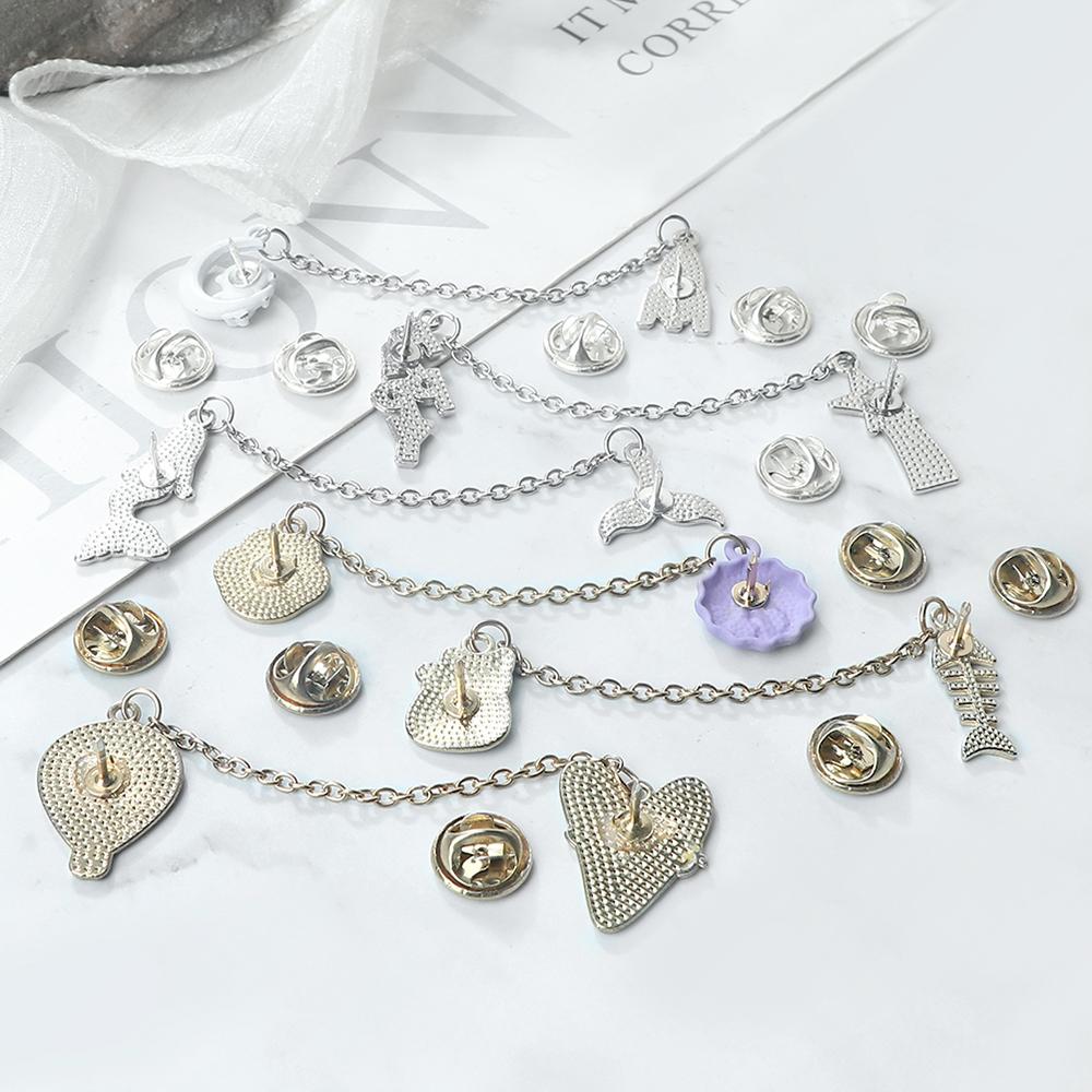 Various Custom Enamel Pins Creative Cartoon Brooch with Chain Unique Decorative Clothes Bags and Hats Accessories Gifts for Kids