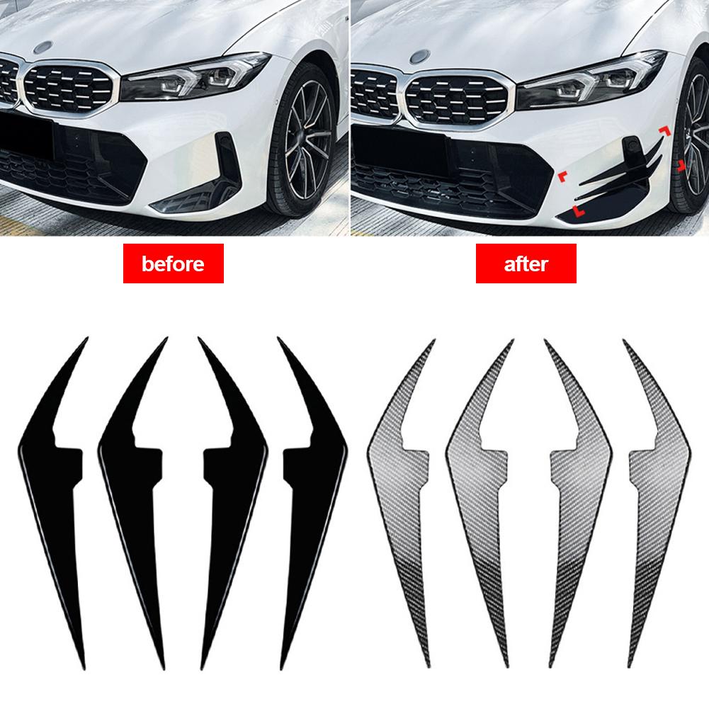 4Stk/Set Auto Frontstoßstange Nebelscheinwerfer Seitenfinnen Lippe Splitter Luftblende Passform Für BMW 3er G20/G21 LCI 2023+ M Sport