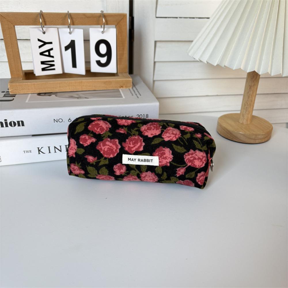 

Large Capacity Stationery Bag Floral Print Stationery Organizer Cosmetics Storage Bags Student D